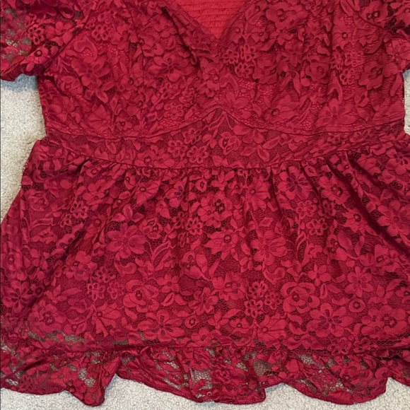 Torrid Red Lace Blouse - Picture 3 of 8